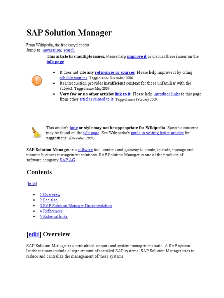 Overview of SAP Solution Manager | PDF | Wikipedia | Information Age