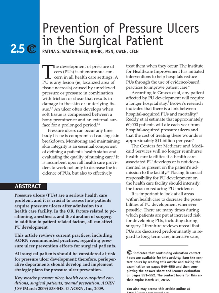 Prevention of Pressure Ulcers | PDF | Surgery | Anesthesia