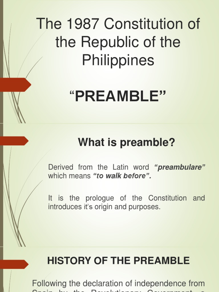 Overview of the 1987 Philippine Preamble | PDF | Politics