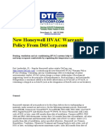 New Honeywell HVAC Warranty Policy From DtiCorp