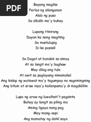 Lupang Hinirang Lyrics Pdf