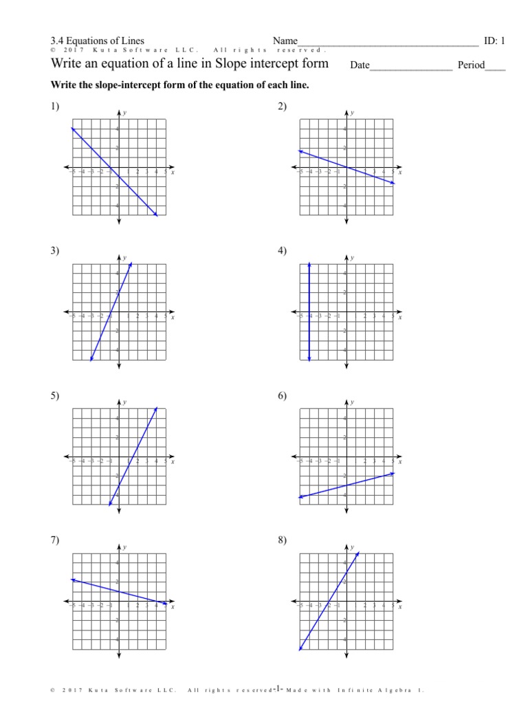 Equation of A Line Worksheet | PDF