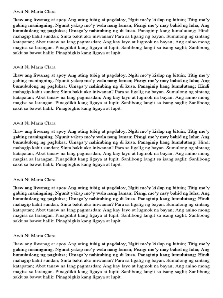Awit Ni Maria Clara | PDF