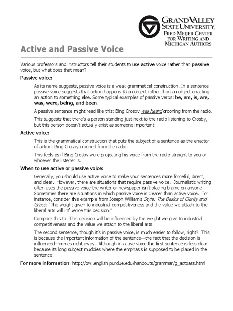 Comic Strip on Active vs. Passive Voice | PDF | Language Arts & Discipline