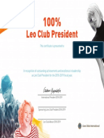 Certificat Leo Club  presedinte