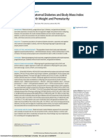 Associations of Maternal Diabetes and Body Mass Index With Offspring Birth Weight and Prematuriy