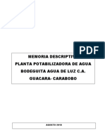 Memoria Descriptiva Planta de Agua Bodegita Agua de Luz