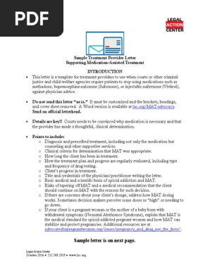 SAMPLE TREATMENT PROVIDER LETTER
