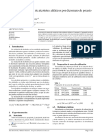 Cinética de Oxidación de Alcoholes Alifáticos Por Dicromato de Potasio en Medio Acuoso