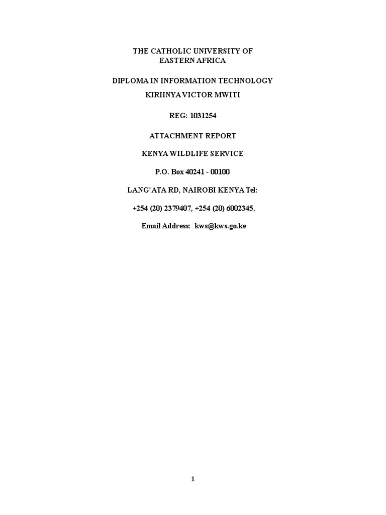 An Insightful Report on the Author's Industrial Attachment at the Kenya