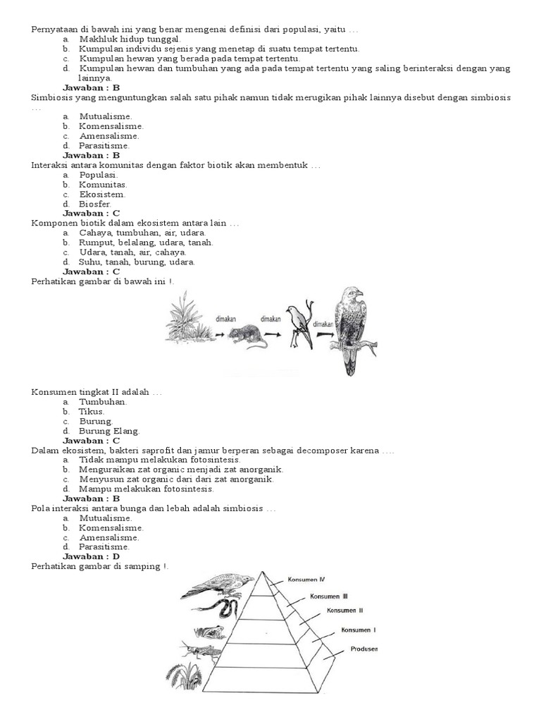 30 Soal Dan Jawaban Ipa Terpadu Kelas 7 Saling Ketergantungan Dalam Ekosistem Rev