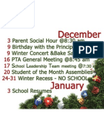 December 2010 PTA Calendar P.S./I.S. 217 (Roosevelt Island School)