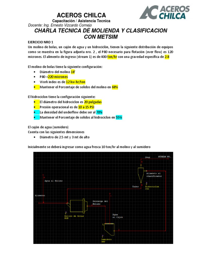Molienda y Clasificación con METSIM | PDF