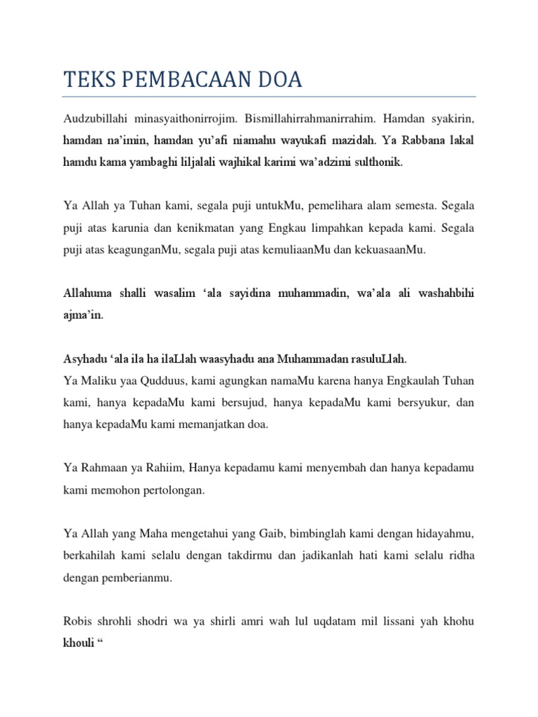 Doa Hamdan Syakirin Doc Sekolah Siswa