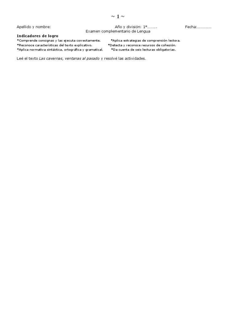 Examen de Lengua: Comprensión Lectora | PDF | Artes del Lenguaje y ...