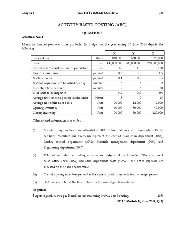 Activity Based Costing Analysis | PDF | Technology & Engineering