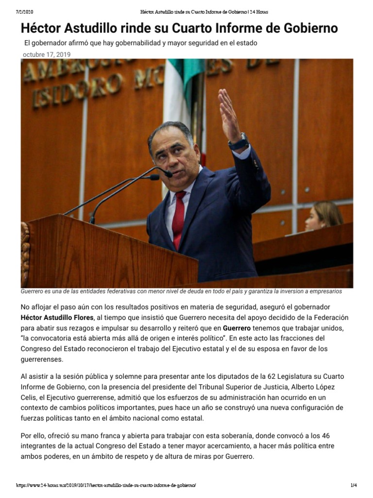 17-10-2019 Héctor Astudillo Rinde Su Cuarto Informe de Gobierno. | PDF ...