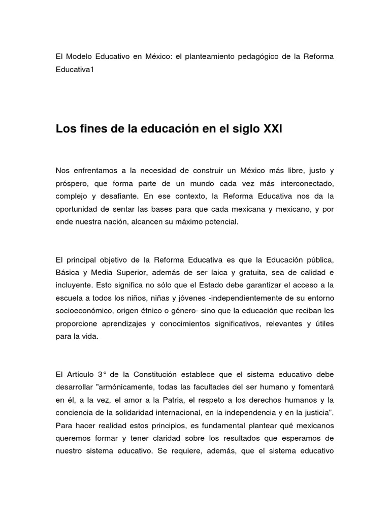 El Modelo Educativo en México DEN, REY, PAU SISTERS | PDF