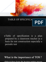 TABLE OF SPECIFICATION PPT