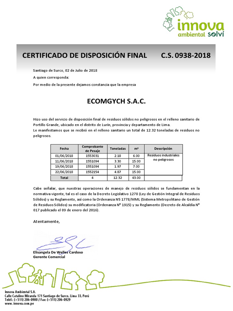 Descubrir 65+ imagen modelo de certificado de disposición final