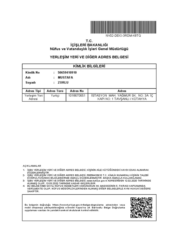 nvi yerlesim yeri ve diger adres belgesi sorgulama pdf pdf