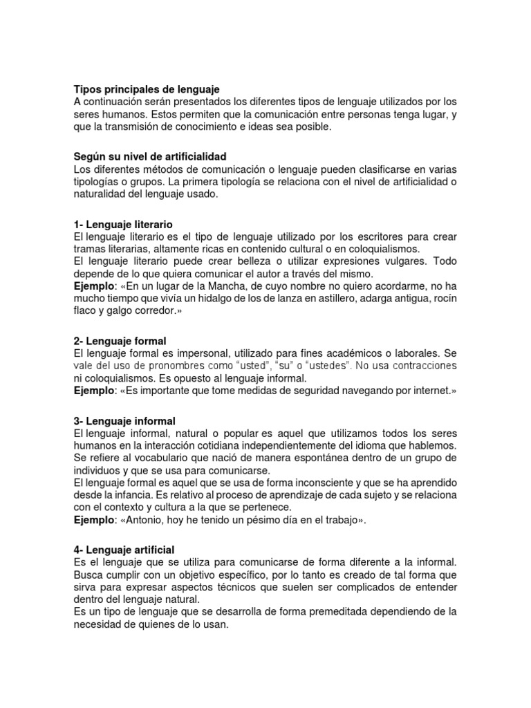Tipos de Lenguaje y Comunicación | PDF | Habla | Comunicación