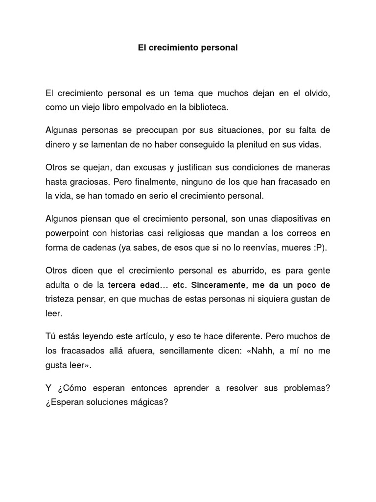 El Crecimiento Personal | PDF | Desarrollo personal | espíritu Santo