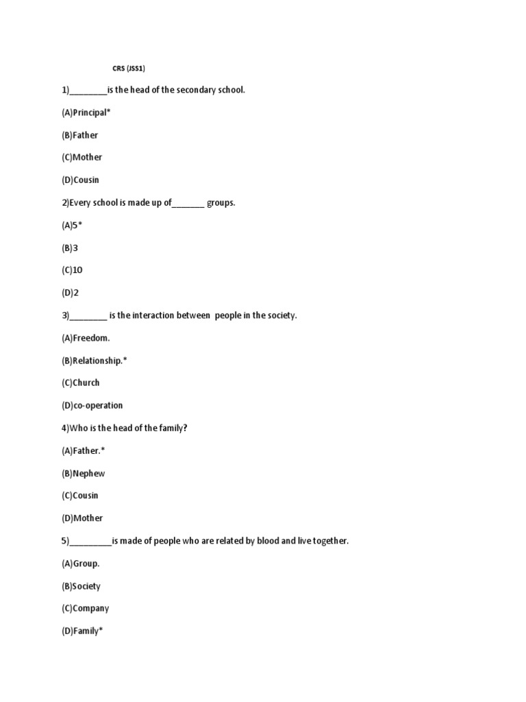 CRS JSS1, JSS2 and JSS3 PDF Family Paul The Apostle