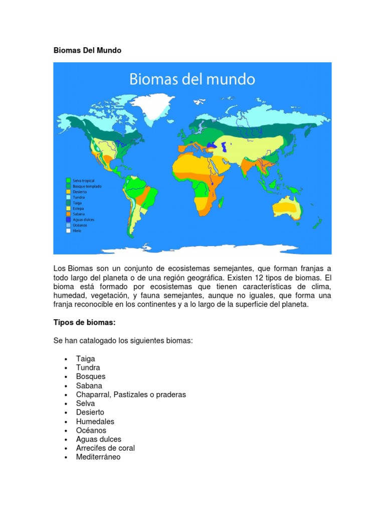 Biomas Del Mundo | Plan de clase de Mundo: Biomas – AEAVU