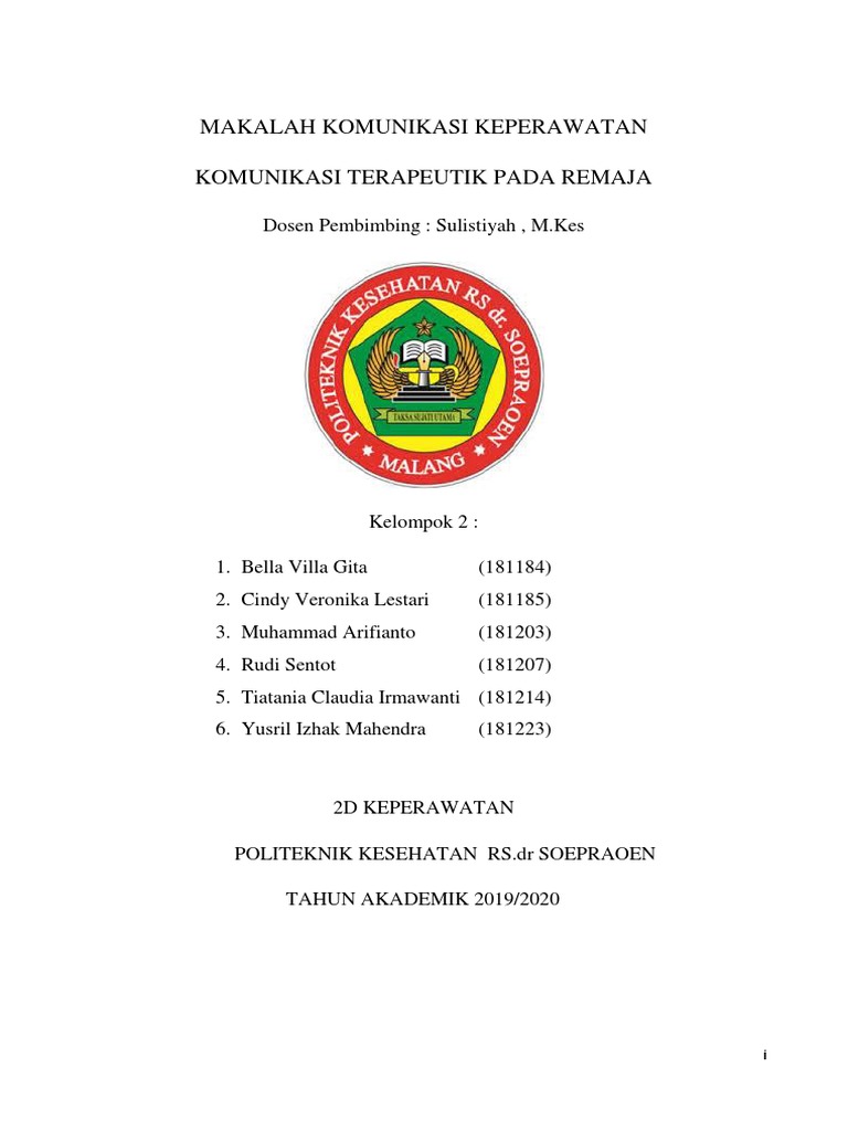 Komunikasi Terapeutik Pada Remaja Kelompok 2 Docx