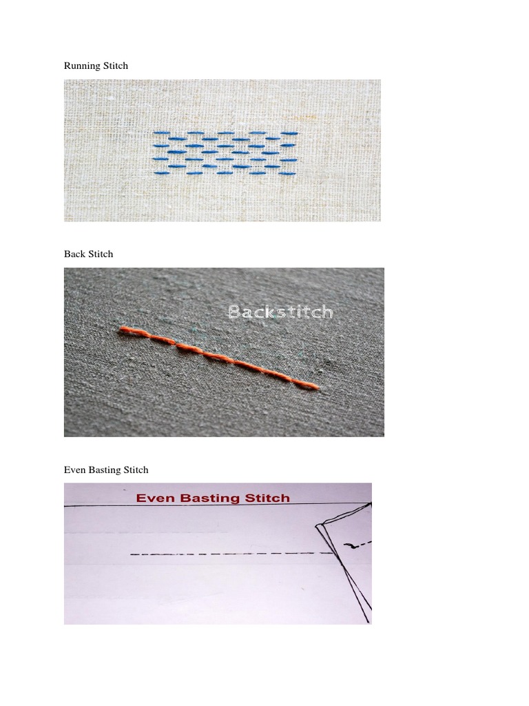 A Guide to Common Hand Sewing Stitches Descriptions and Uses of