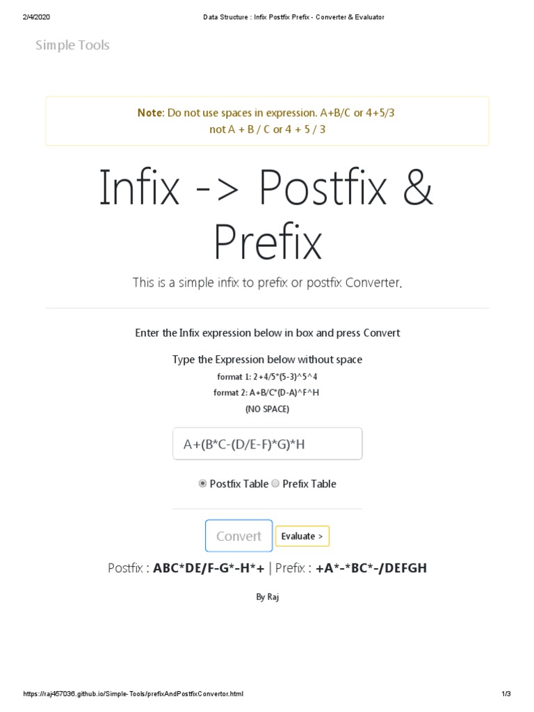 Data Structure - Infix Postfix Prefix - Converter & Evaluator ...