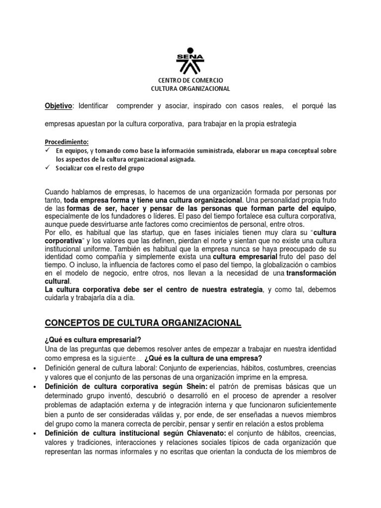 Definición y Tipos de Cultura Organizacional | PDF | Cultura ...