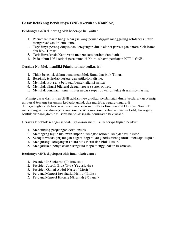 Latar Belakang Berdirinya GNB PDF