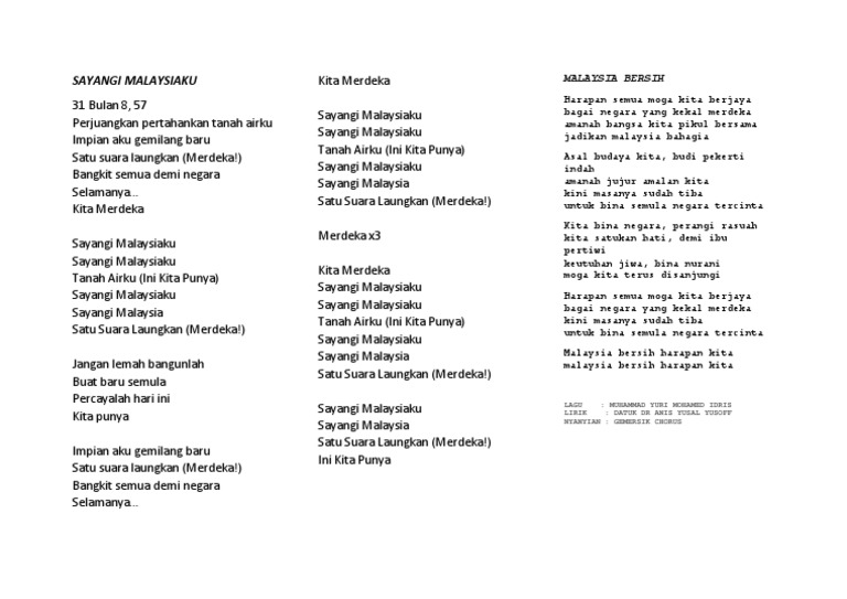 Lirik Lagu Sayangi Malaysiaku Pdf