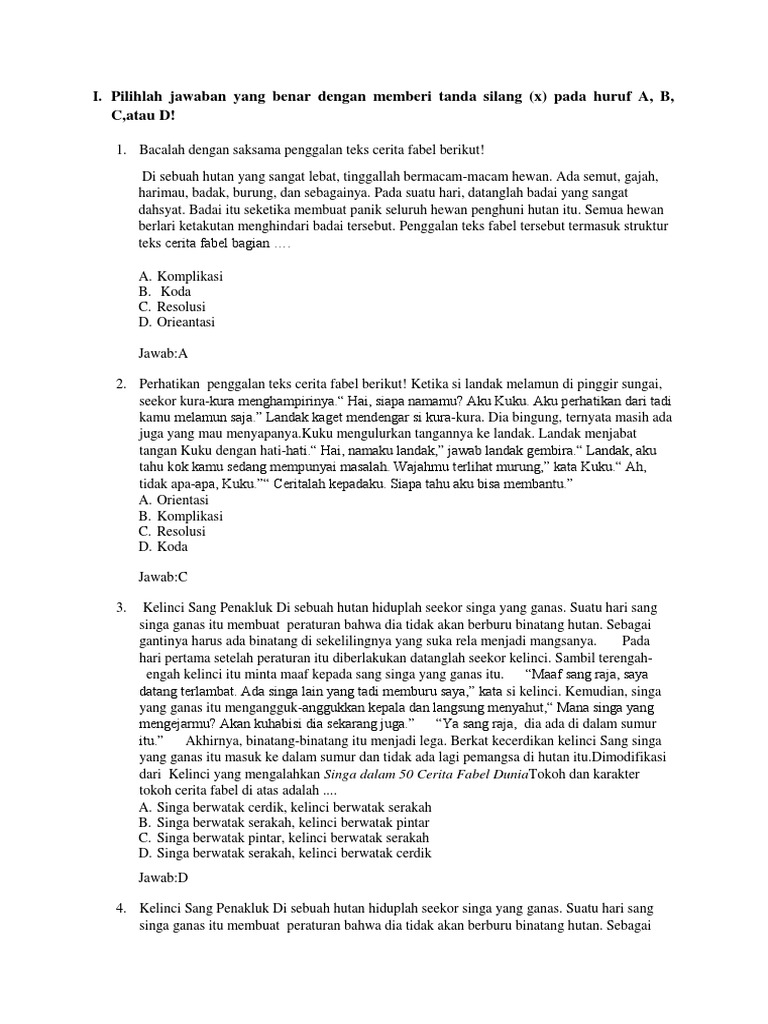 Latihan Teks Fabel Pdf
