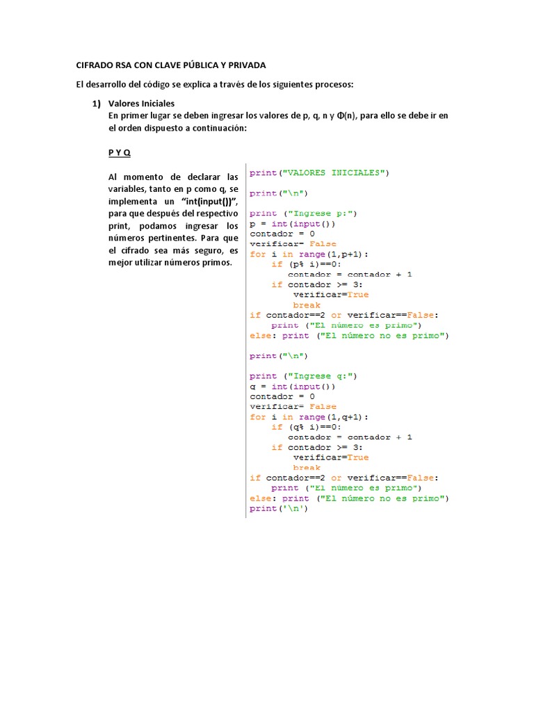 Cifrado Rsa Con Clave Pública y Privada PDF