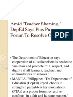 Amid Teacher Shaming,' DepEd Says Ptas