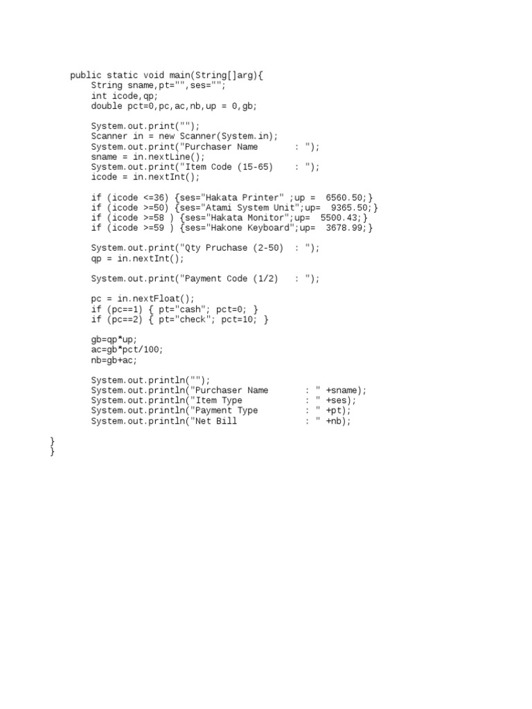 Codes For Java | PDF