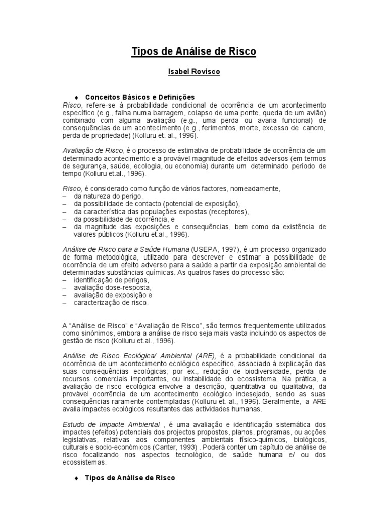 Analise Risco | PDF | Solubilidade | Ambiente natural