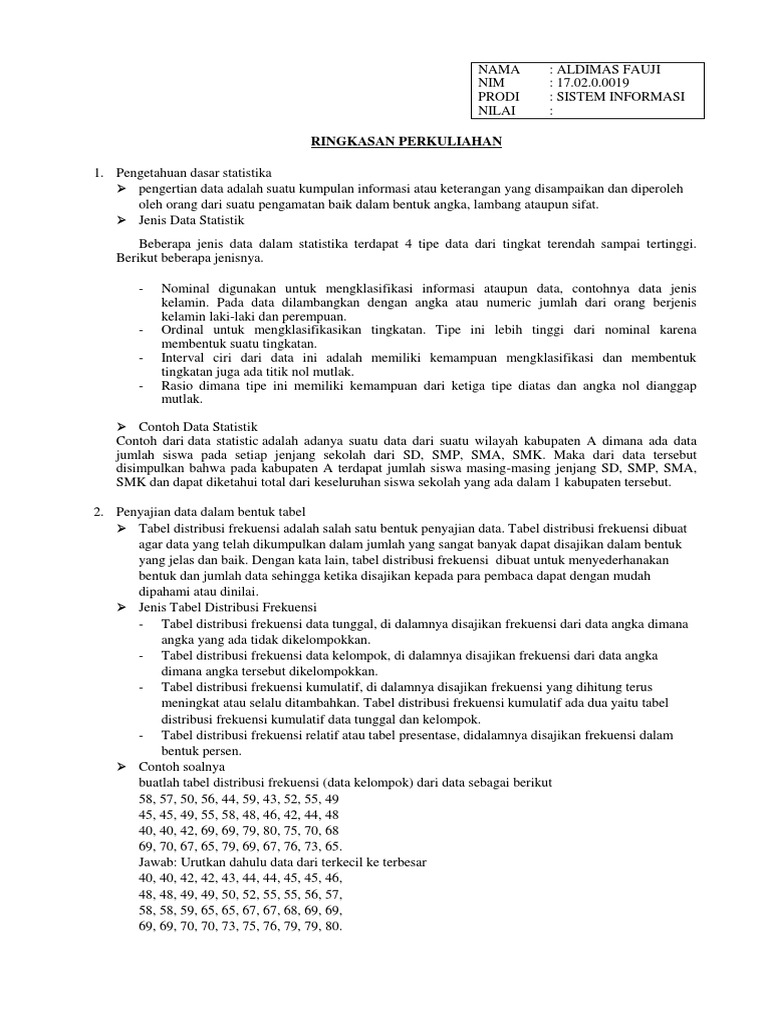 Contoh Penyajian Data Statistika | PDF