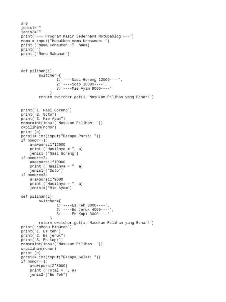 Python Palikasi Kasir Sederhana