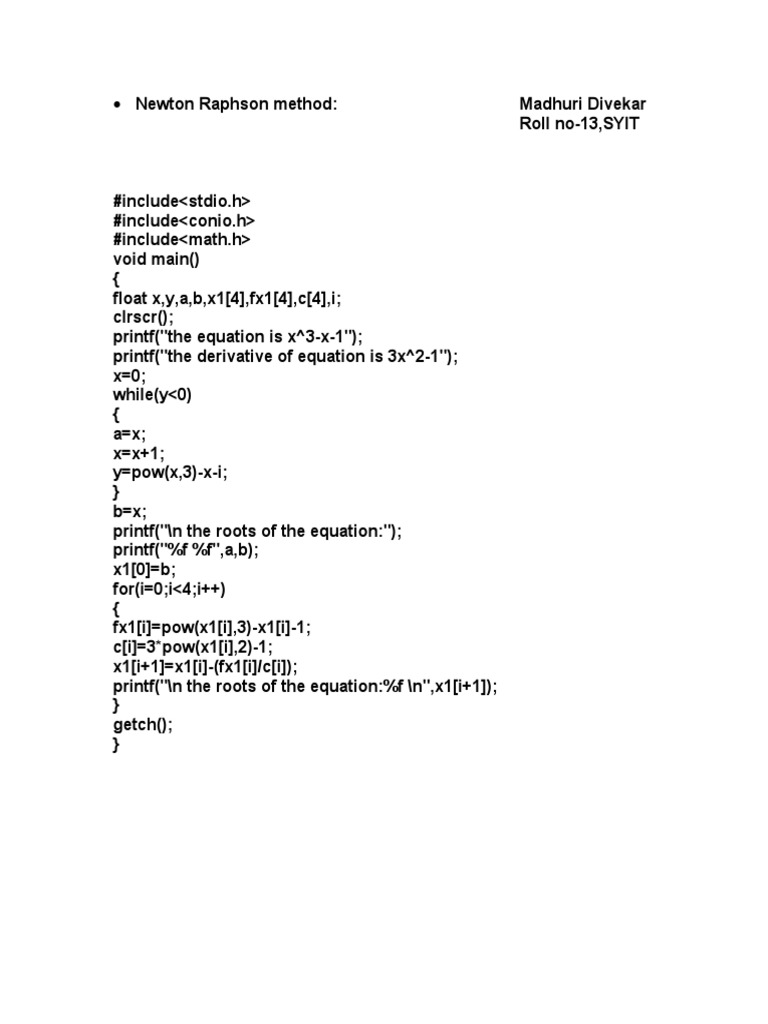 Newton Raphson Method | PDF | Computers