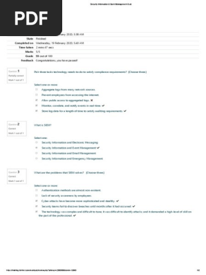 Security Information & Event Management Quiz