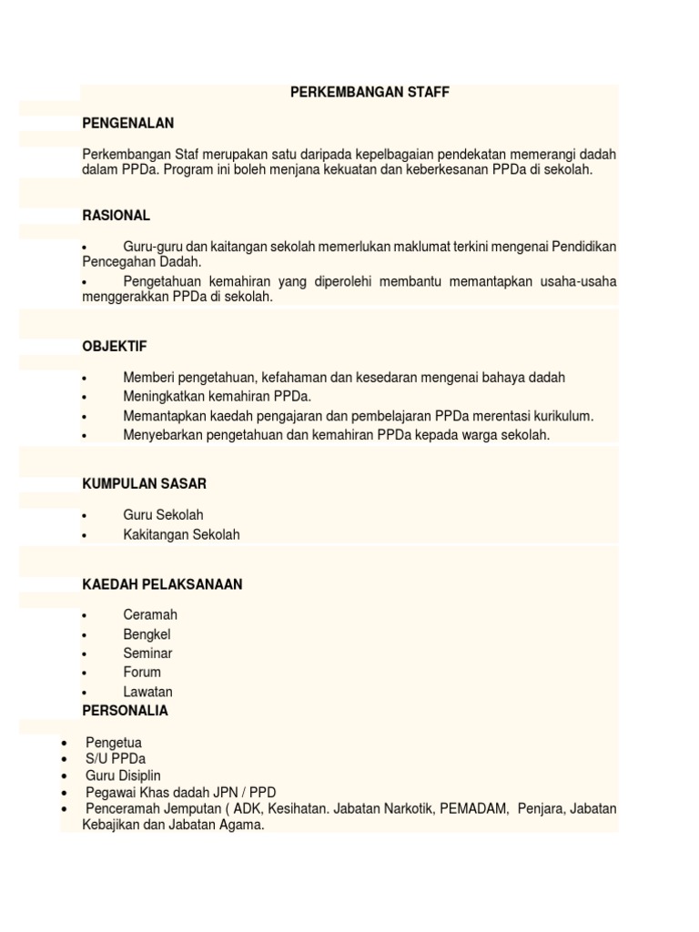Perkembangan Staff Ppda Pdf