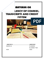 Course Equivalency, Credit System and Equivalency of Courses