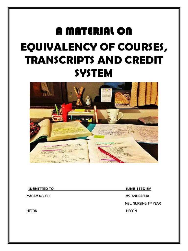 Course Equivalency, Credit System and Equivalency of Courses PDF