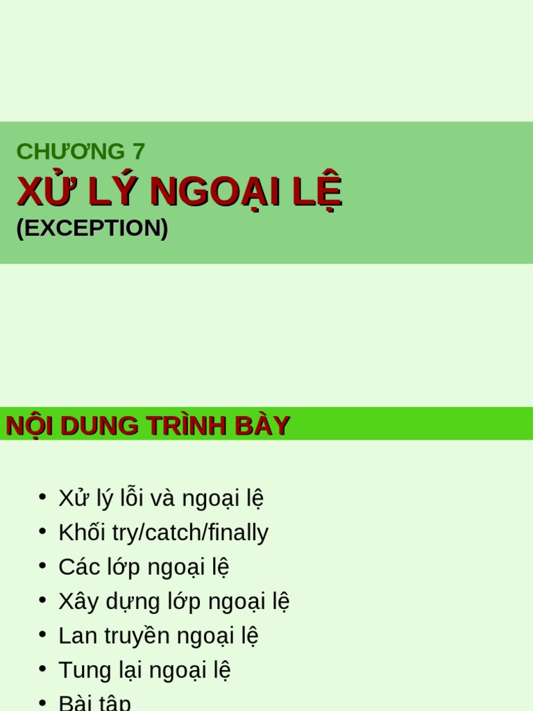 Slideshare - VN Bai Giang Nhap Mon Java Chuong 7 Xu Ly Ngoai Le ...