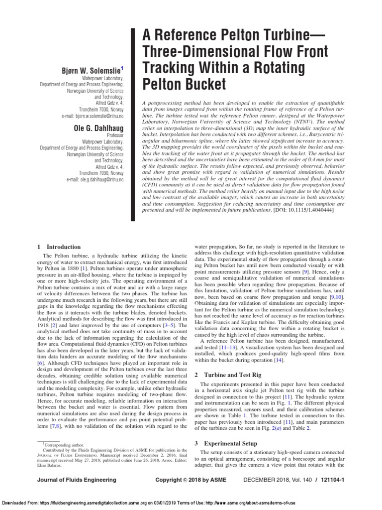 3D Flow Tracking in Pelton Turbines | PDF