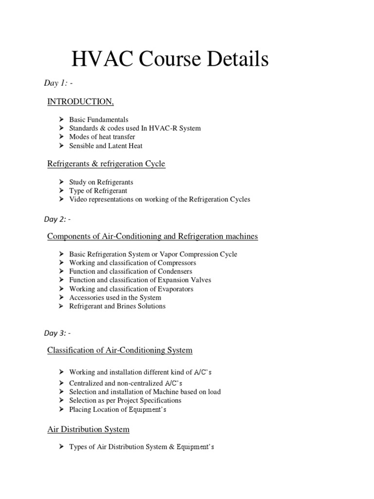 HVAC Course Details PDF